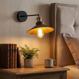 Opviq Lámpara de Pared Negro y Oro